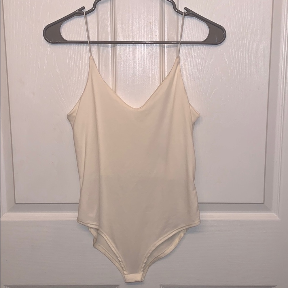 White spaghetti strap body suit